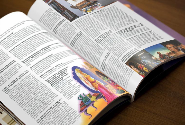 Ural Akyuz's interview pages at Female Magazine. Image shows open magazine pages.