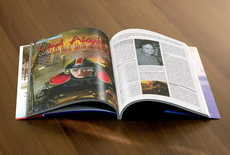 4 page interview with Ural Akyüz in Female Magazine. The opened magazine page with the interview is shown.