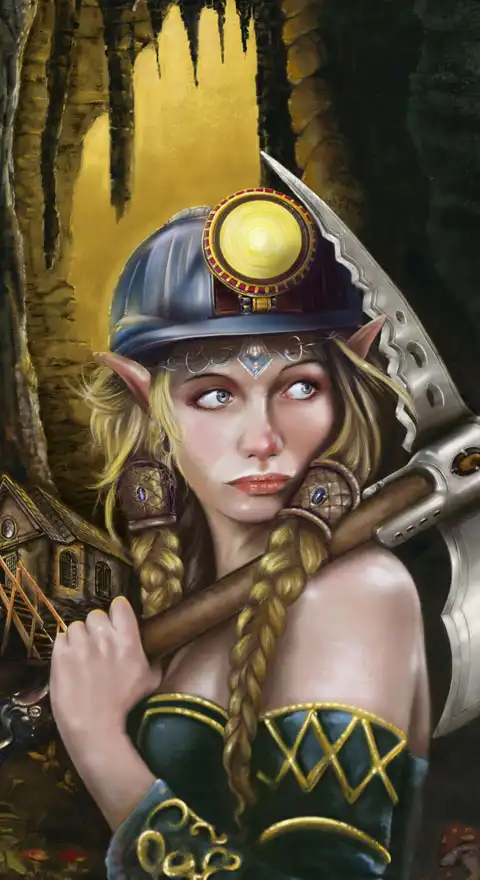 Ural Akyuz artwork, Illustration for a book cover. The Coal Elf