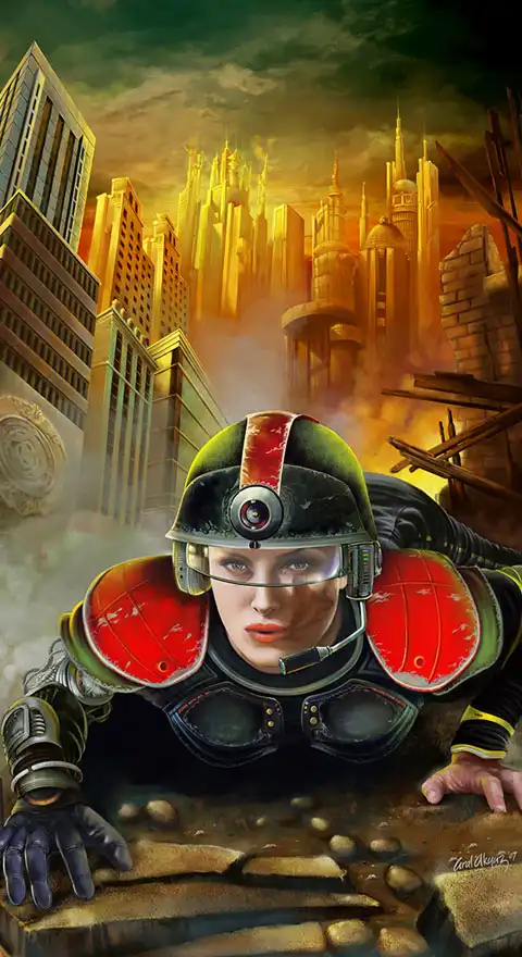 Ural Akyuz artwork, illustration for Baen Books, Elizabeth Bear's War Stories named story in New York