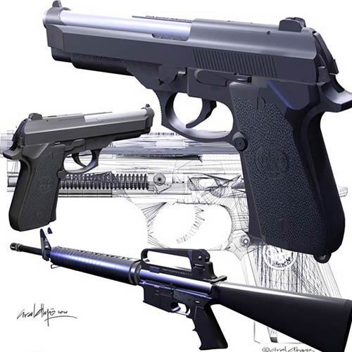 3D & TECHNICAL ILLUSTRATION. Beretta Law Enforcement Gun. 3D Model - © Ural Akyuz