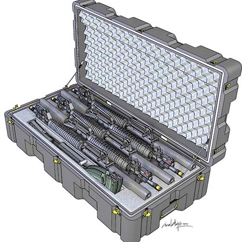 3D & TECHNICAL ILLUSTRATION. M16 Machine Guns and Box. 3D Model - © Ural Akyuz