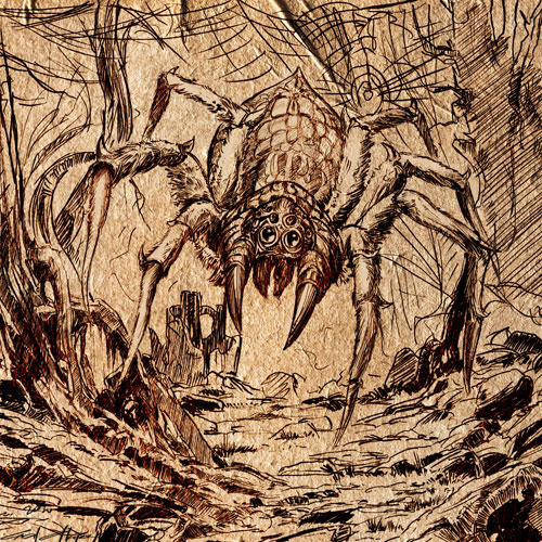 BLACK & WHITE DRAWINGS. Sketch Giant Spider - © Ural Akyuz