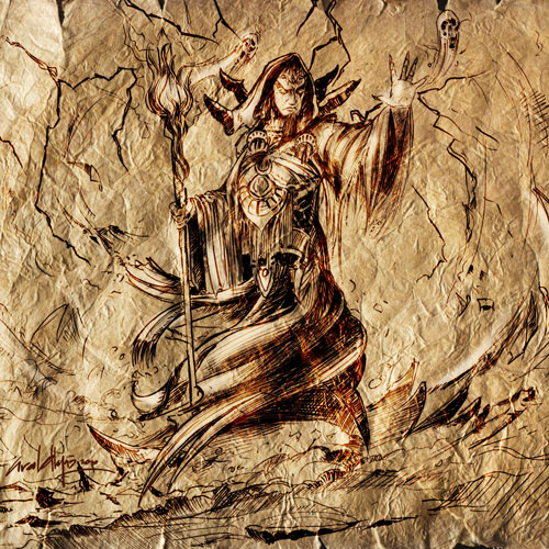 BLACK & WHITE DRAWINGS. Sketch Ice Wizard - © Ural Akyuz