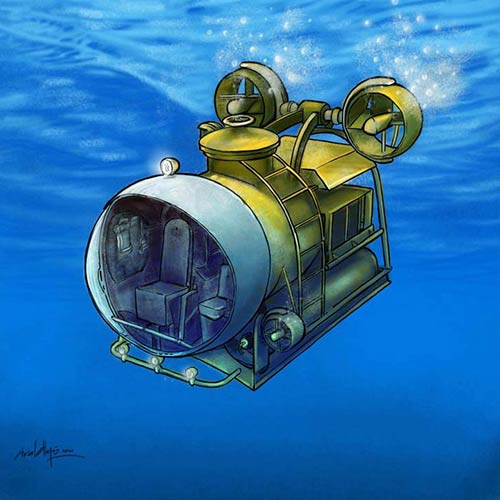 CHILDREN BOOK ILLUSTRATION. Science Experiment Book, interior arts, Submarine - © Ural Akyuz