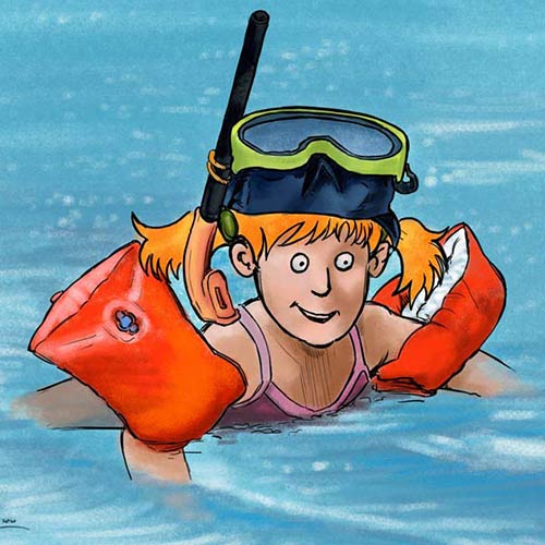 CHILDREN BOOK ILLUSTRATION. Science Experiment Book, interior arts, swimming - © Ural Akyuz