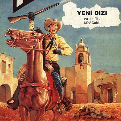 EARLY ART WORKS. Painting on Paper, Teks comic book cover, Wild West, Yeni Dizi - © Ural Akyuz